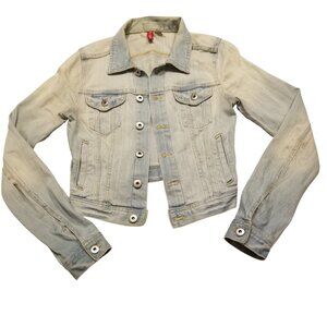 Light Wash Denim Jacket US 4 Cropped Fitted Divided H&M X-Small Women's Top